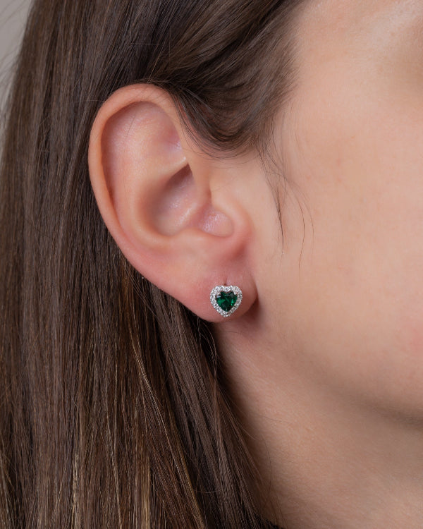 Zircon Green Heart Earring