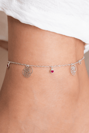 Zircon Red Flower Anklet