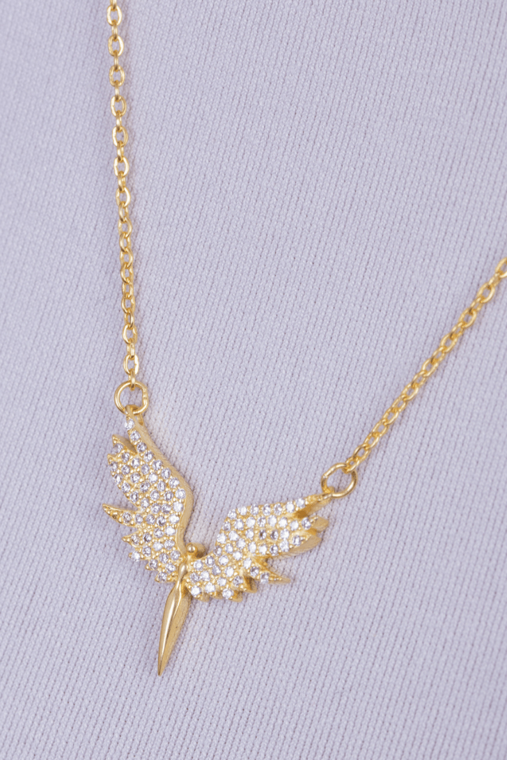 Zircon Angel Gold Plated Necklace