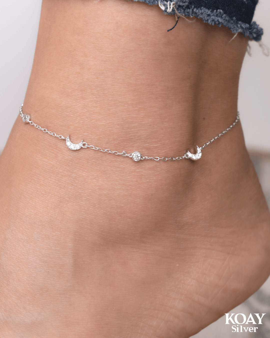 Zircon Crescent Anklet