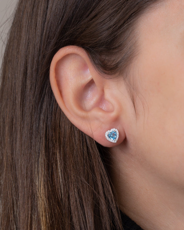 Zircon Aqua Heart Earring