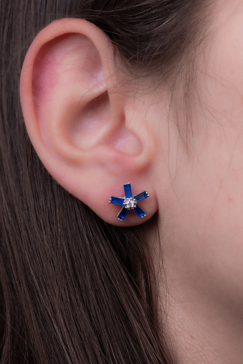 Zircon Flower Blue (010) Earring