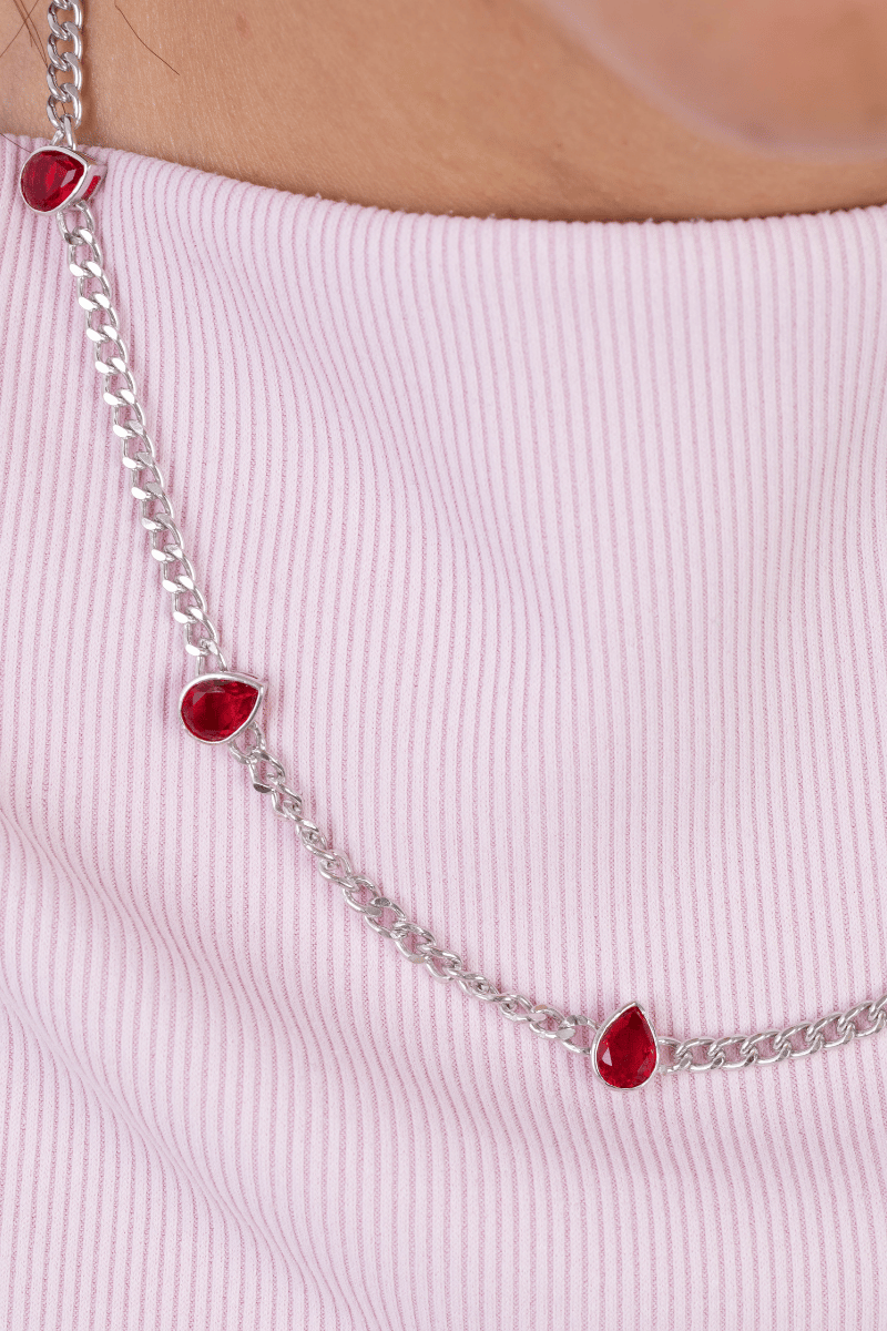 Zircon Ovals Red Gourmet Necklace