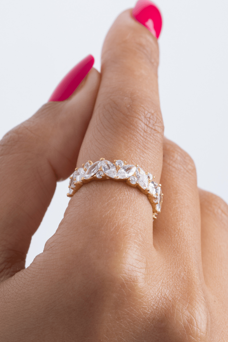 Zircon Ovals (010) Gold Plated Ring