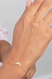 Zircon Crescent Handchain Gold Plated