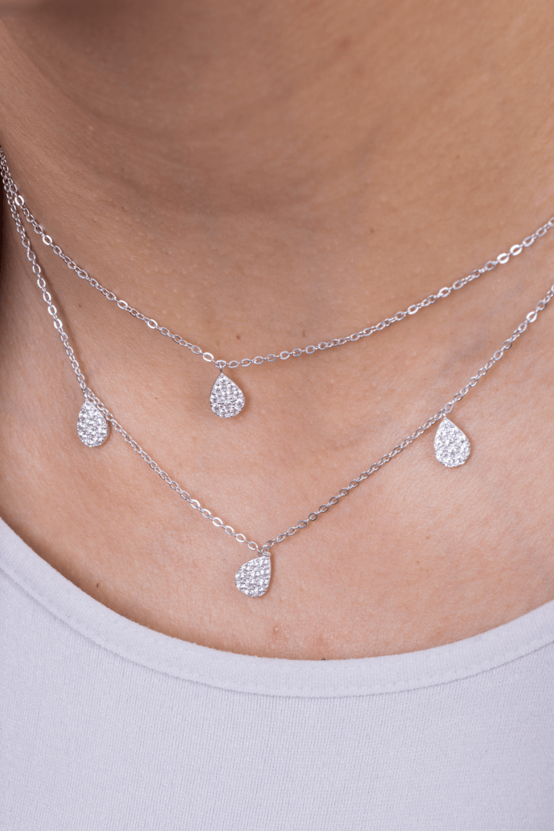 Zircon Ovals Double Layer Necklace