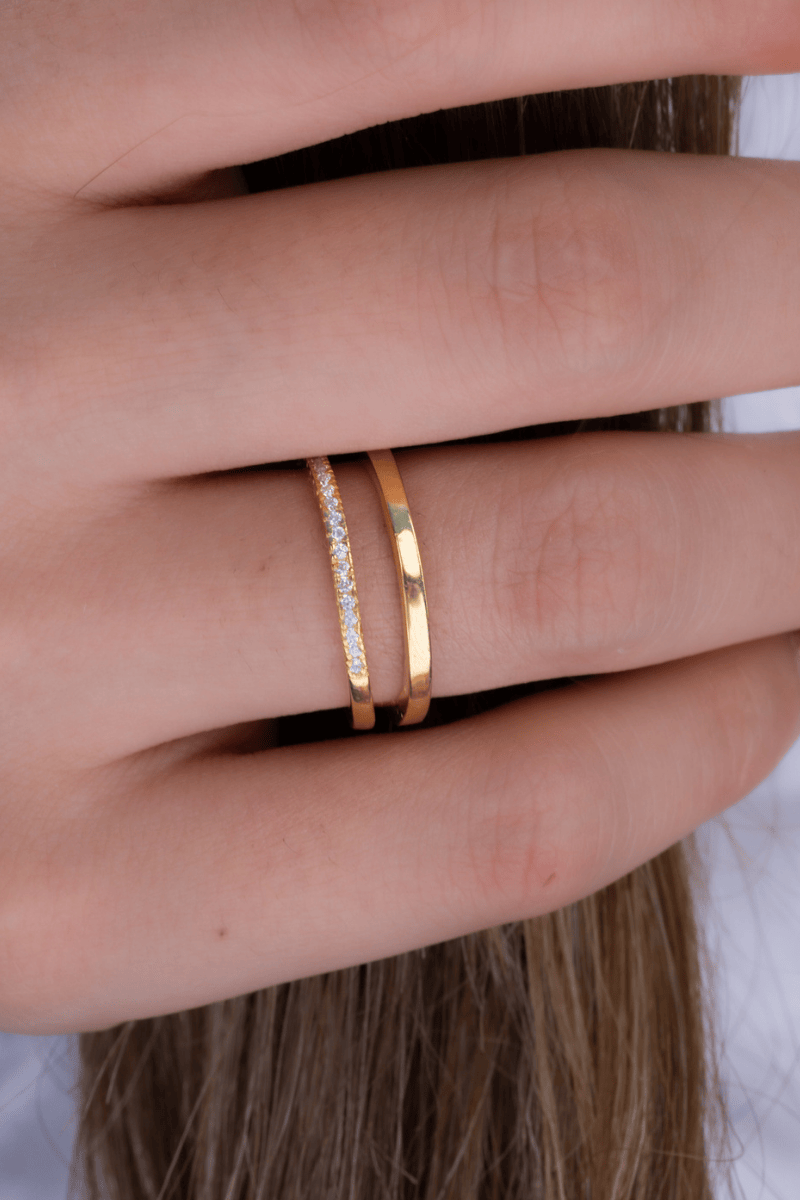 Zircon Double Layer (01) Gold Plated Ring