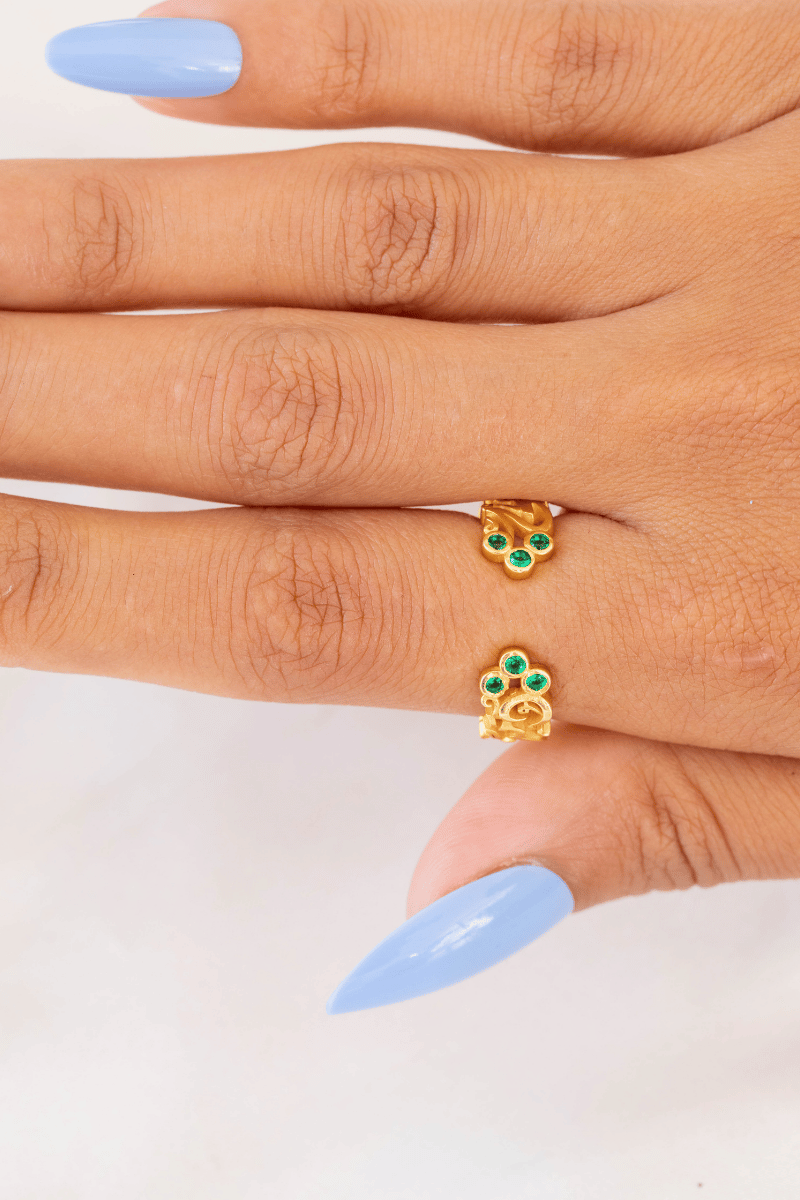 Zircon Green Arabic (020) Gold Plated Ring