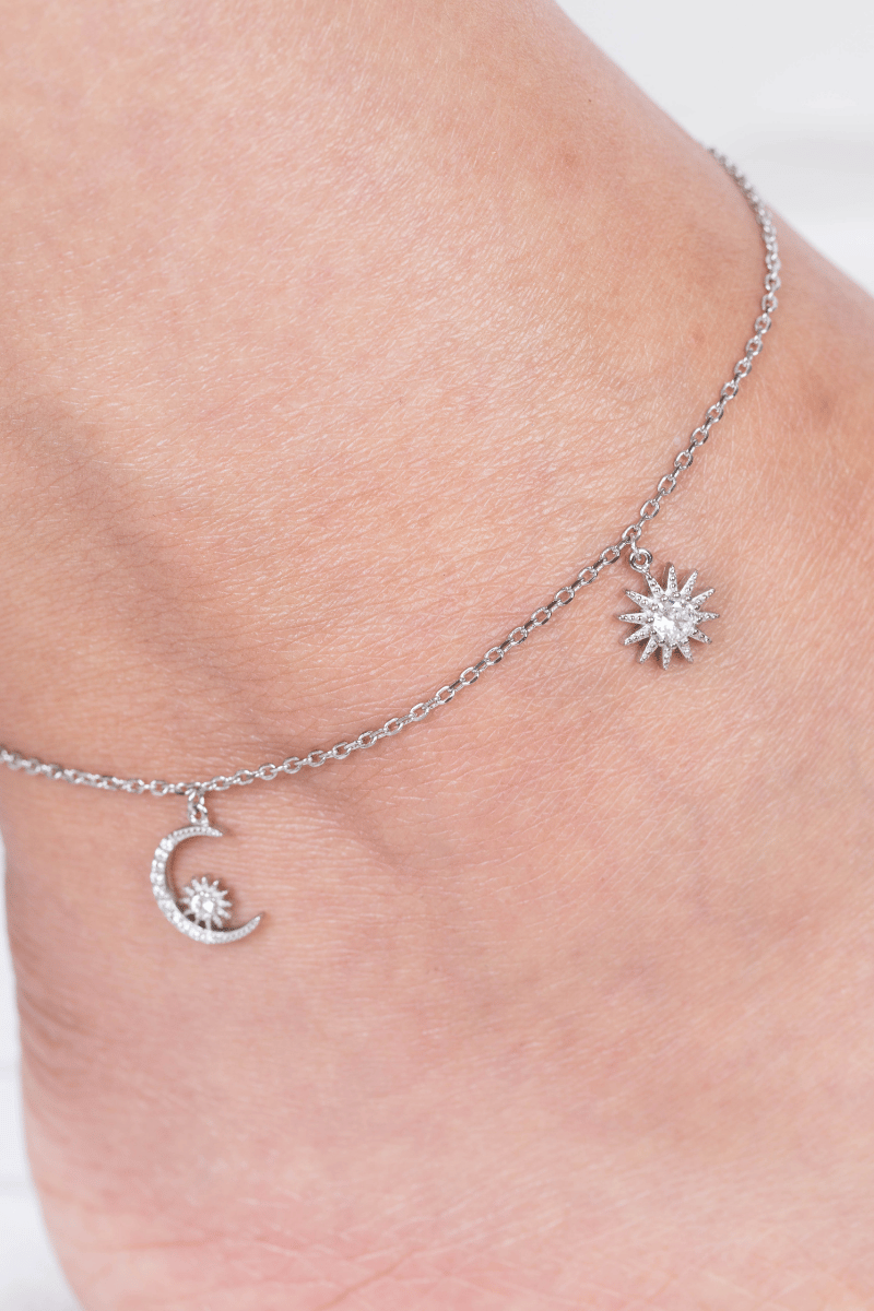 Zircon Crescent Sun Anklet