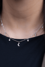 Zircon Crescent Star Necklace