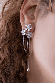 Zircon Three Flowers Earring
