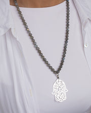 Silver Hand & Labradorite Stones