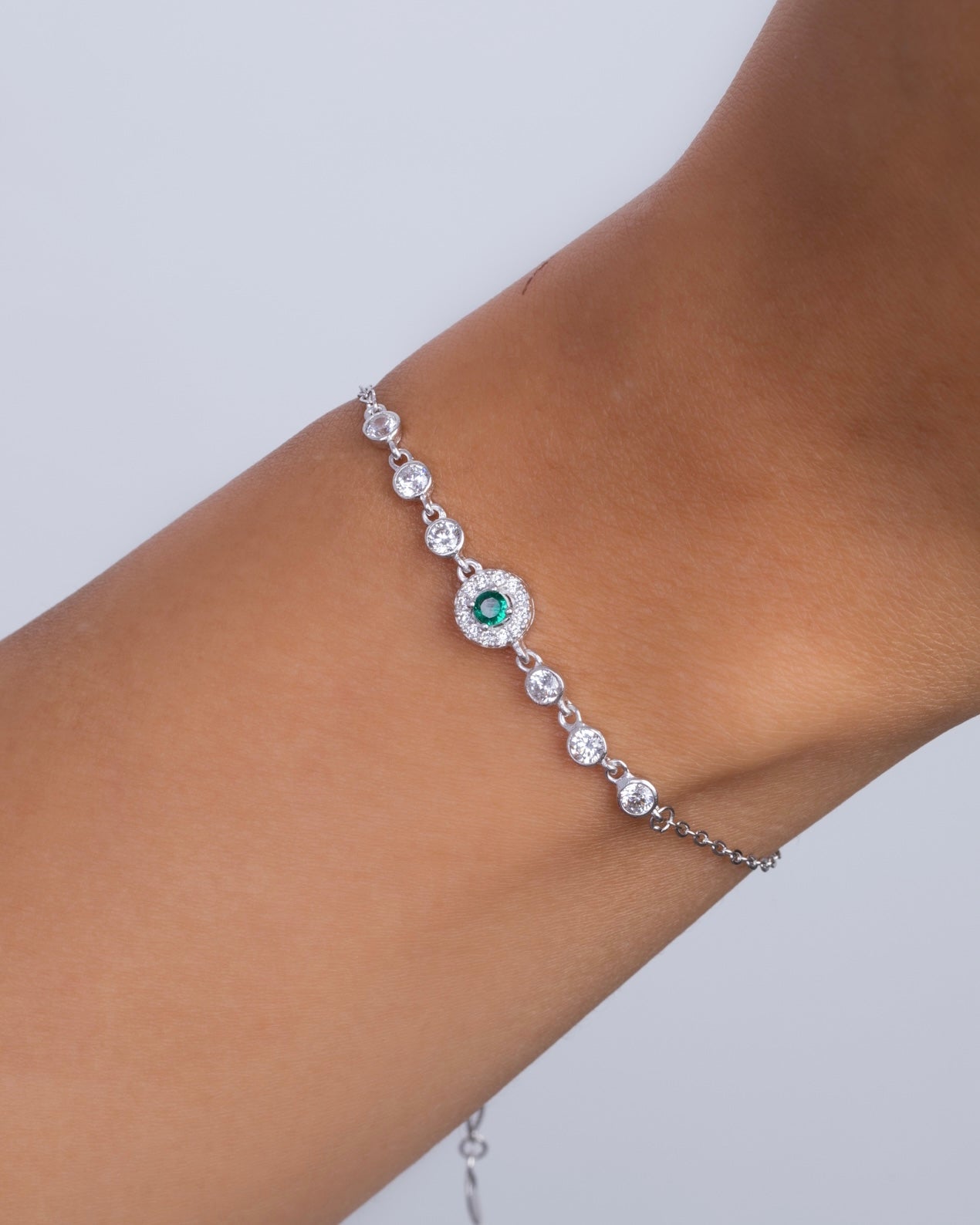 Circle Zircon (01) Green Bracelet