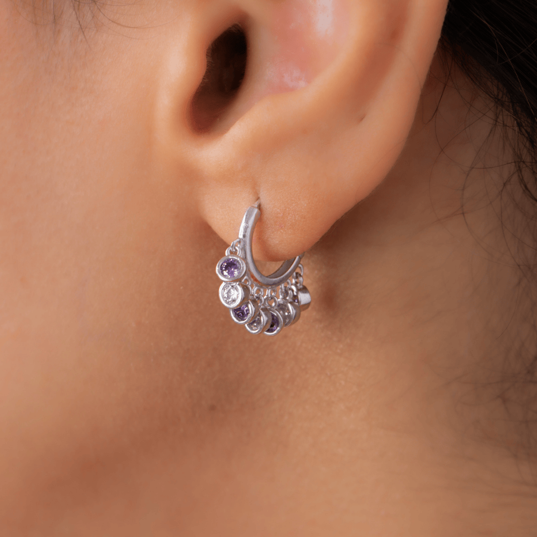 Zircon Purple & White Hoop (05) Earring