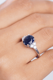 Zircon Oval (08) Navy Ring