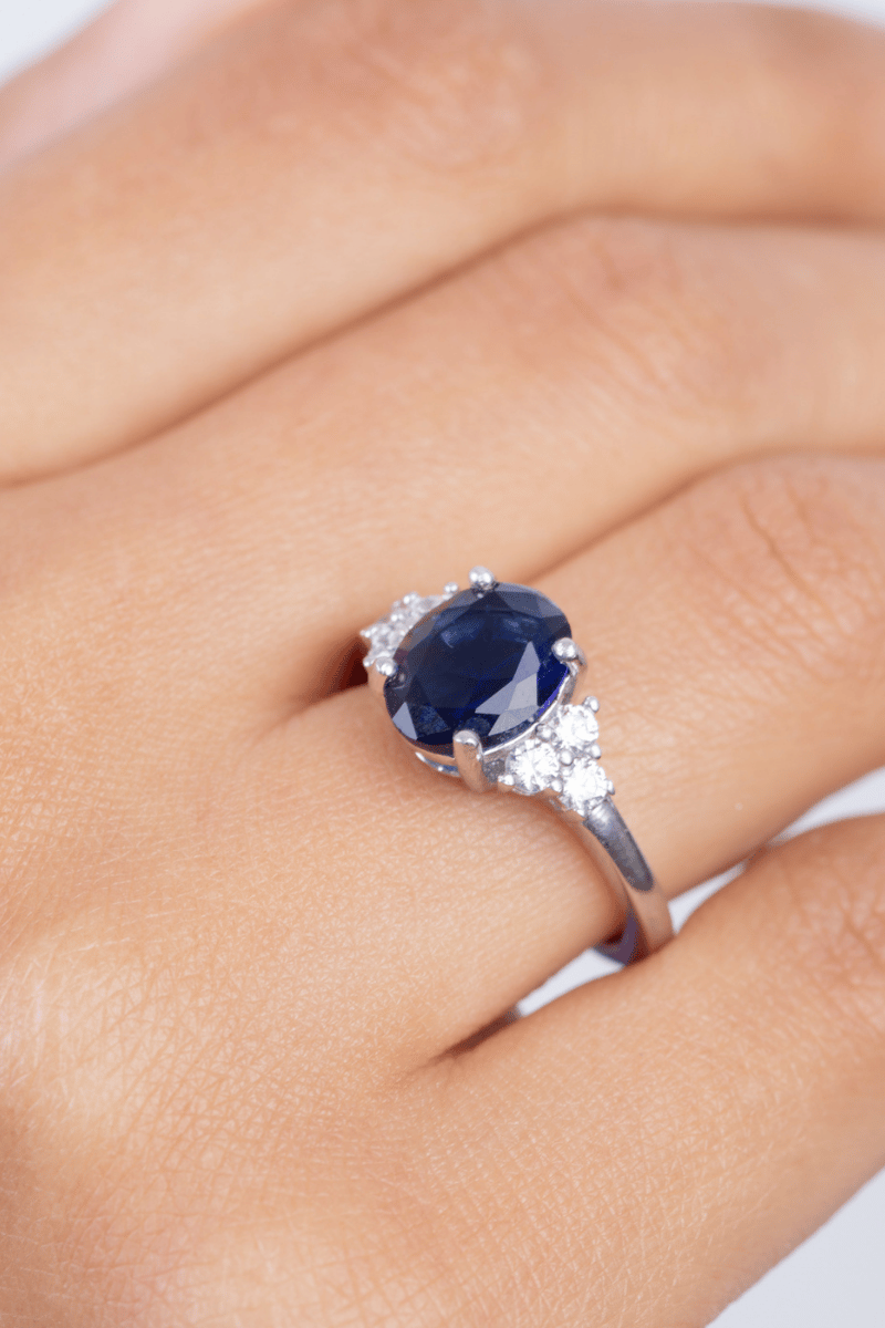 Zircon Oval (08) Navy Ring