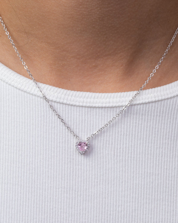 Heart Zircon Pink (03)  Necklace