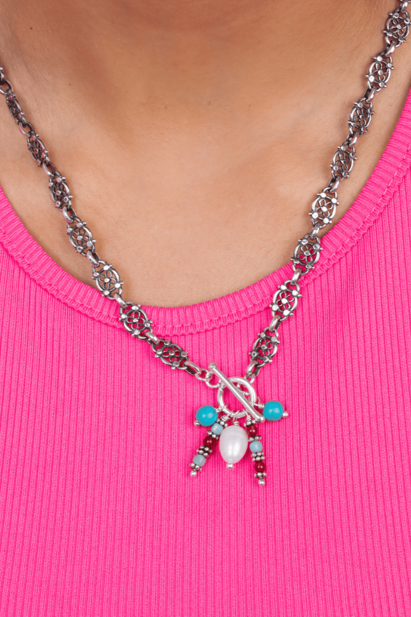 coloerd Belcher chain necklace