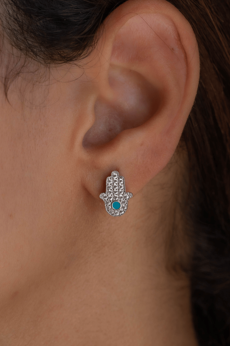 Zircon Turquoise Hand Hoop Earring