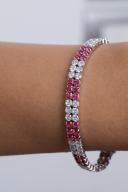 Zircon Fuchia Tennis Double Layer (01) Bracelet
