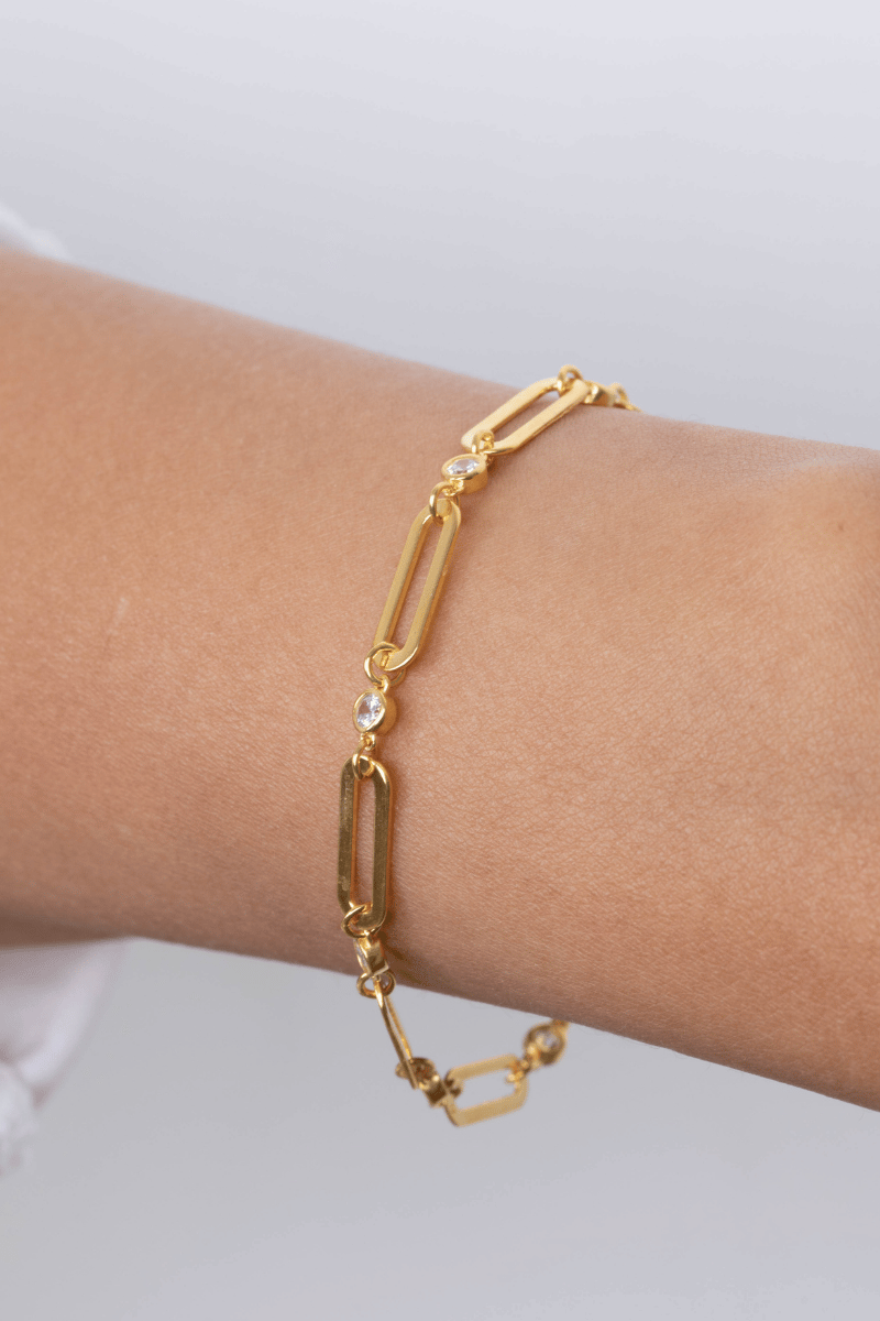 Zircon Link Gold Plated Bracelet