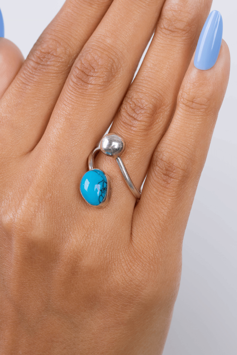 Ball & Turquiose Oval Ring