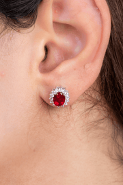 Zircon Oval Red Earring