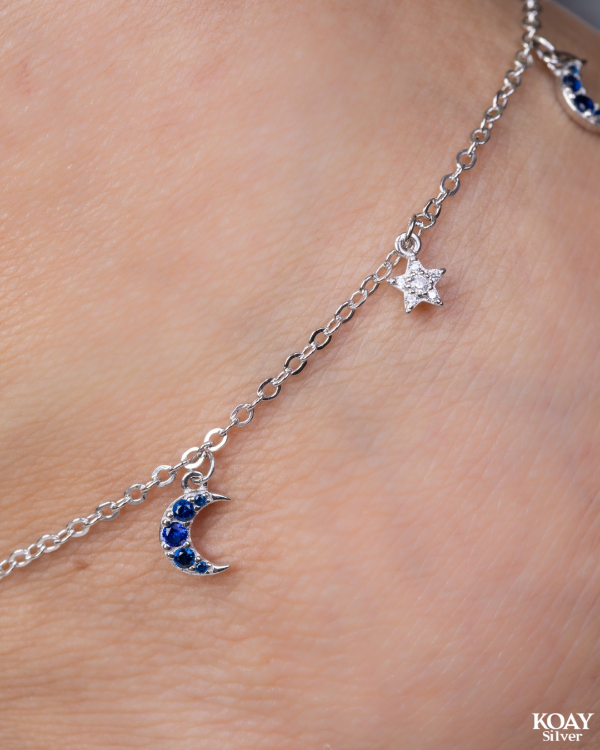 Blue Crescent Star Anklet