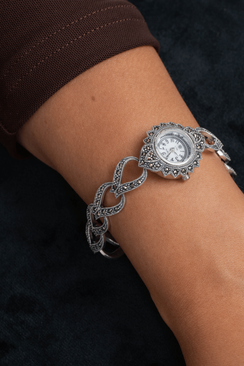 Vintage Marcasite Flower Watch
