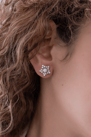 Zircon Flower & pearl Earring