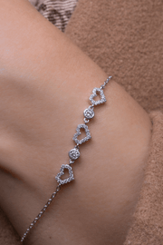 Zircon Three Heart Bracelet