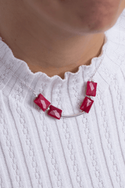 Silver Arch & Burgundy Necklace