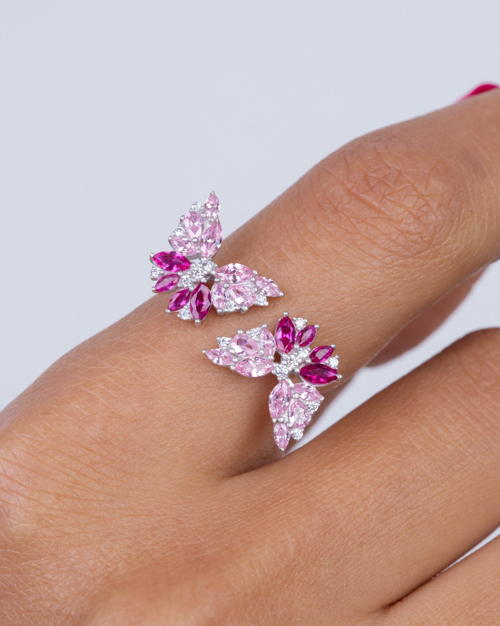 Zircon Two Butterfly Pink & Fuchsia (01) Ring