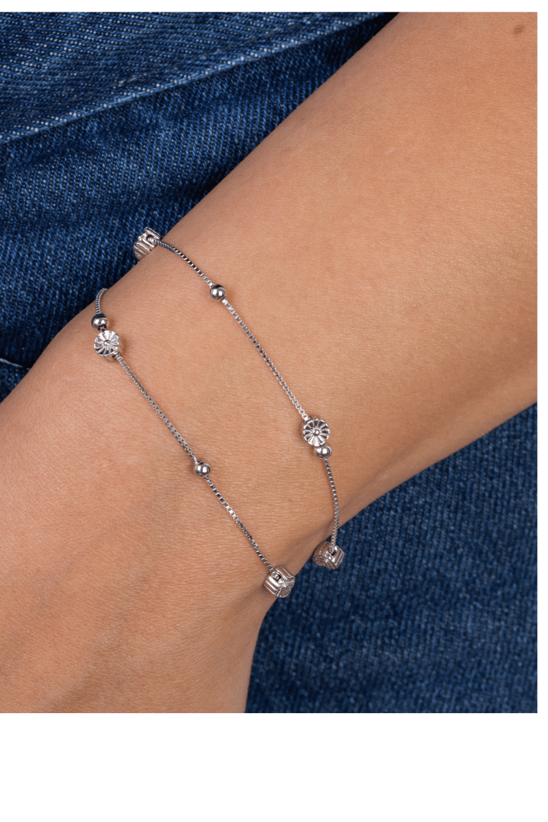 Flower & Balls Double Layer Bracelet