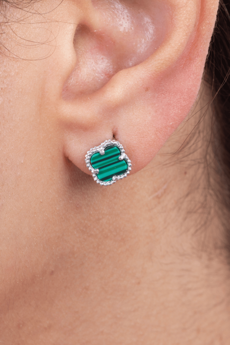 V Flower (01) Green Earring
