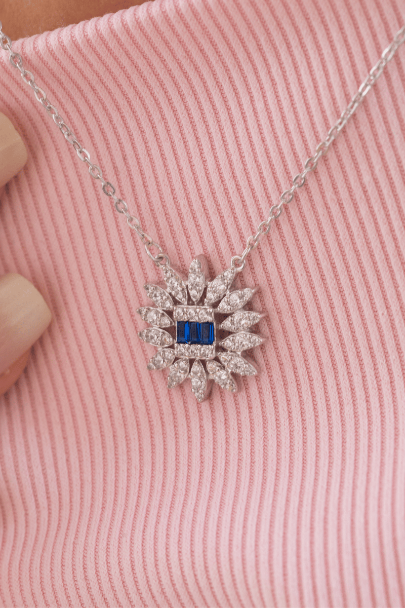 Zircon Blue Sun Necklace
