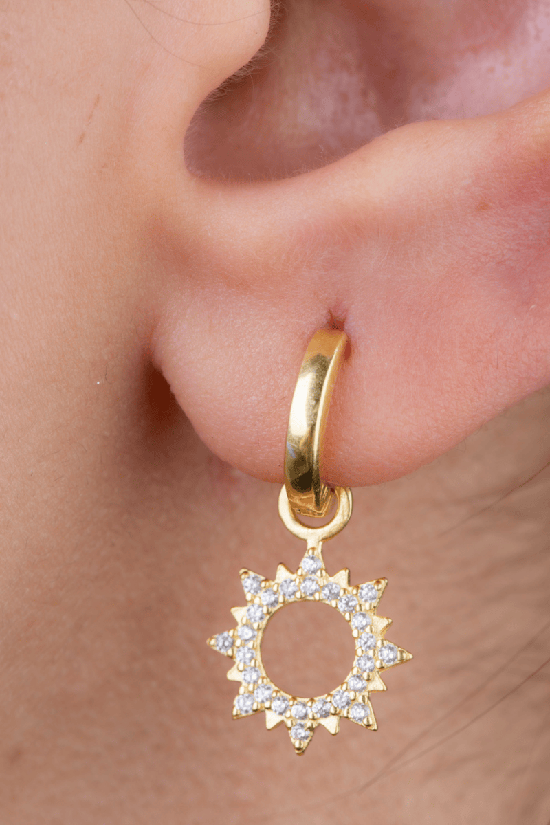 Zircon Sun Hoop Gold Plated Earring