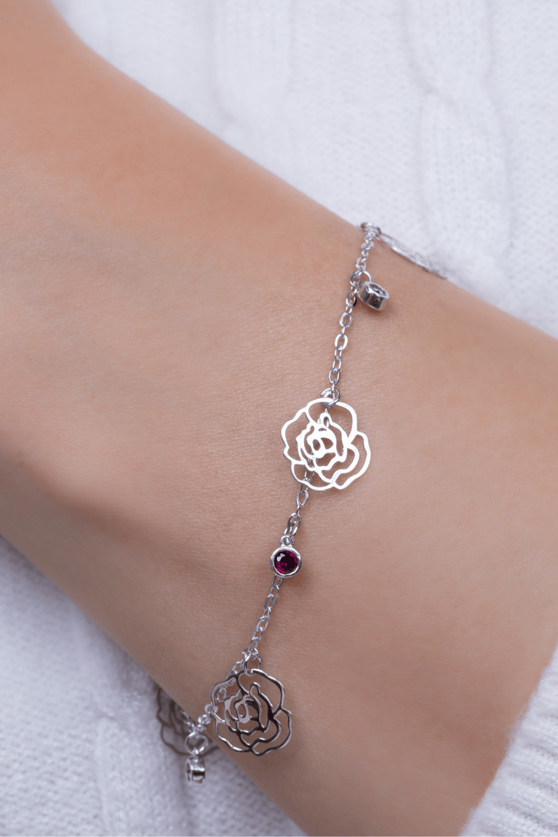 Zircon Red Flower Bracelet