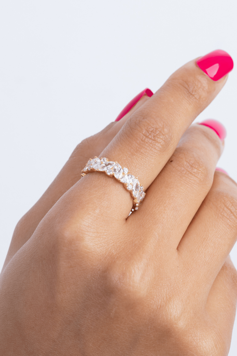 Zircon Ovals (010) Gold Plated Ring