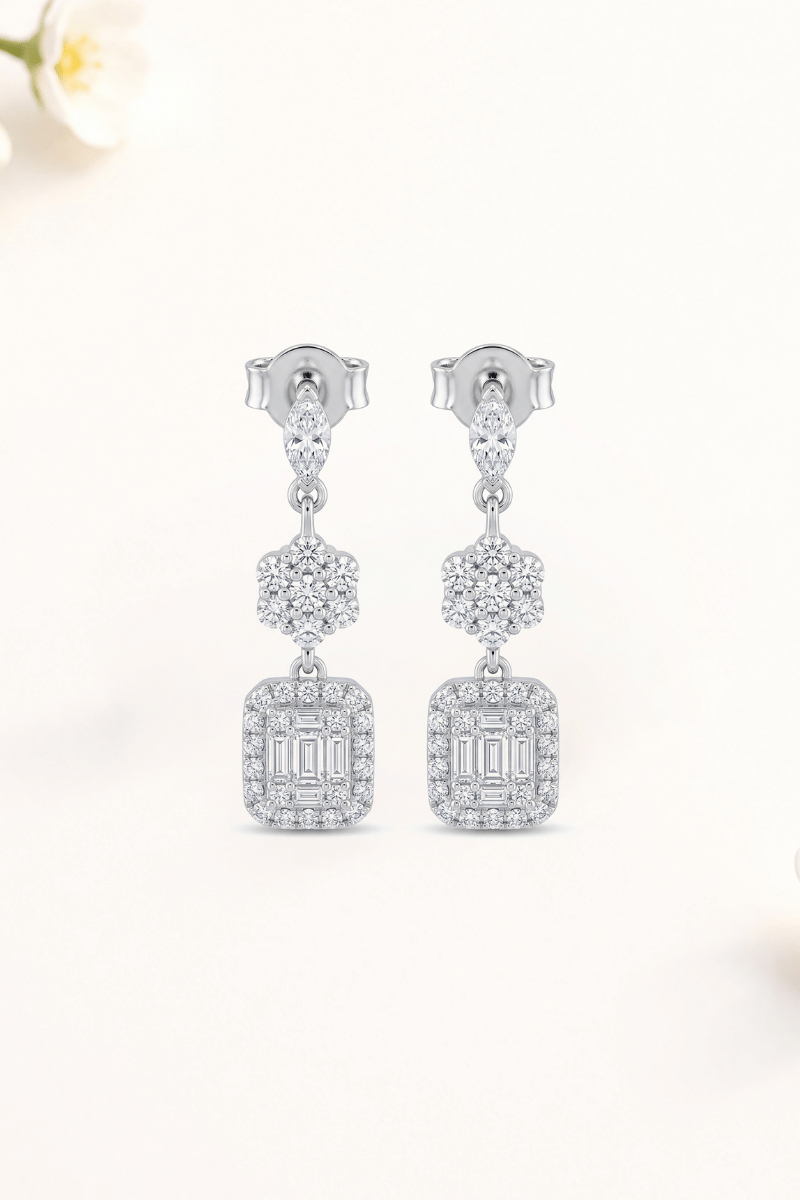 Zircon Flower & Diamond Earring