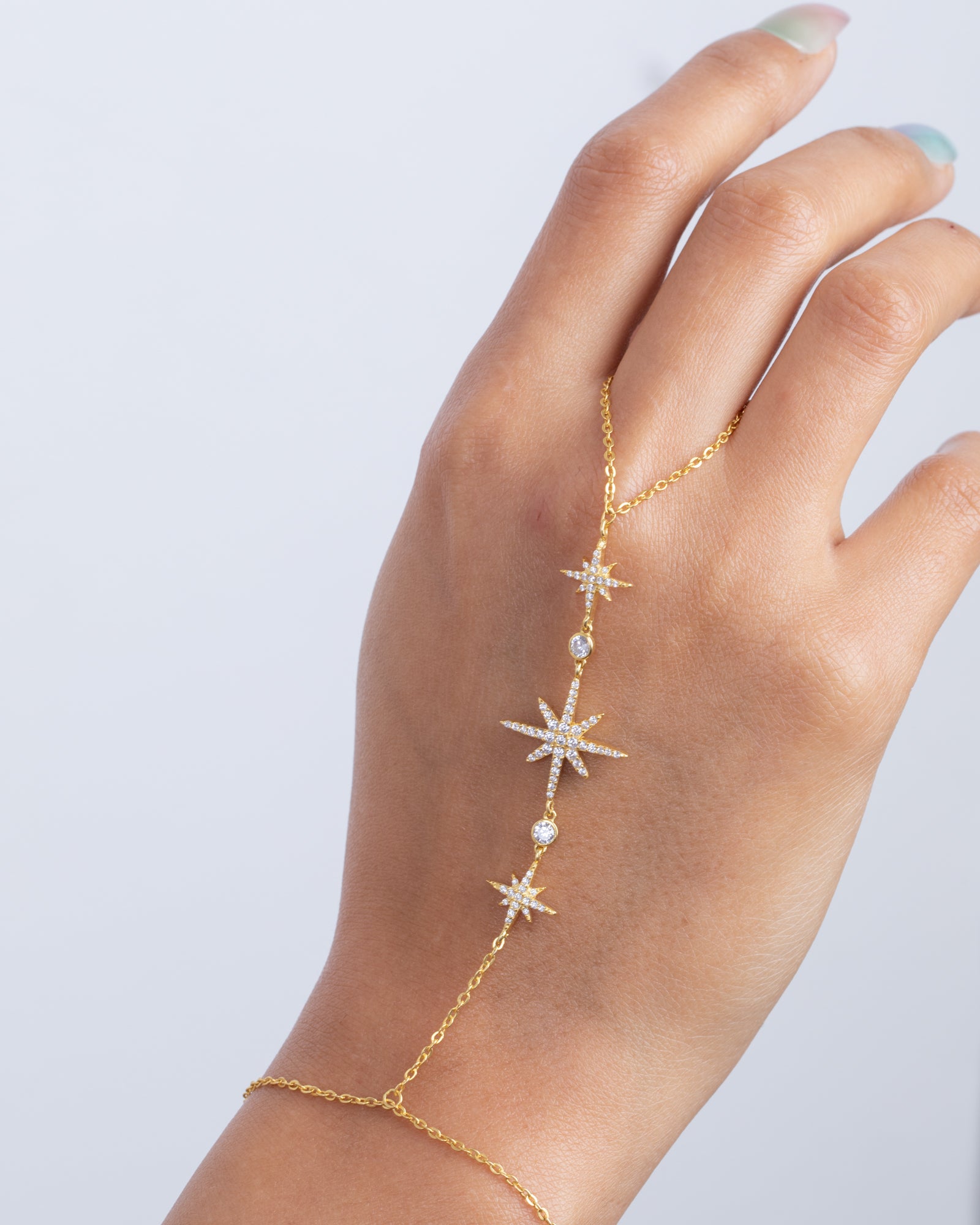 Zircon Three North Star Gold Plated Handchain