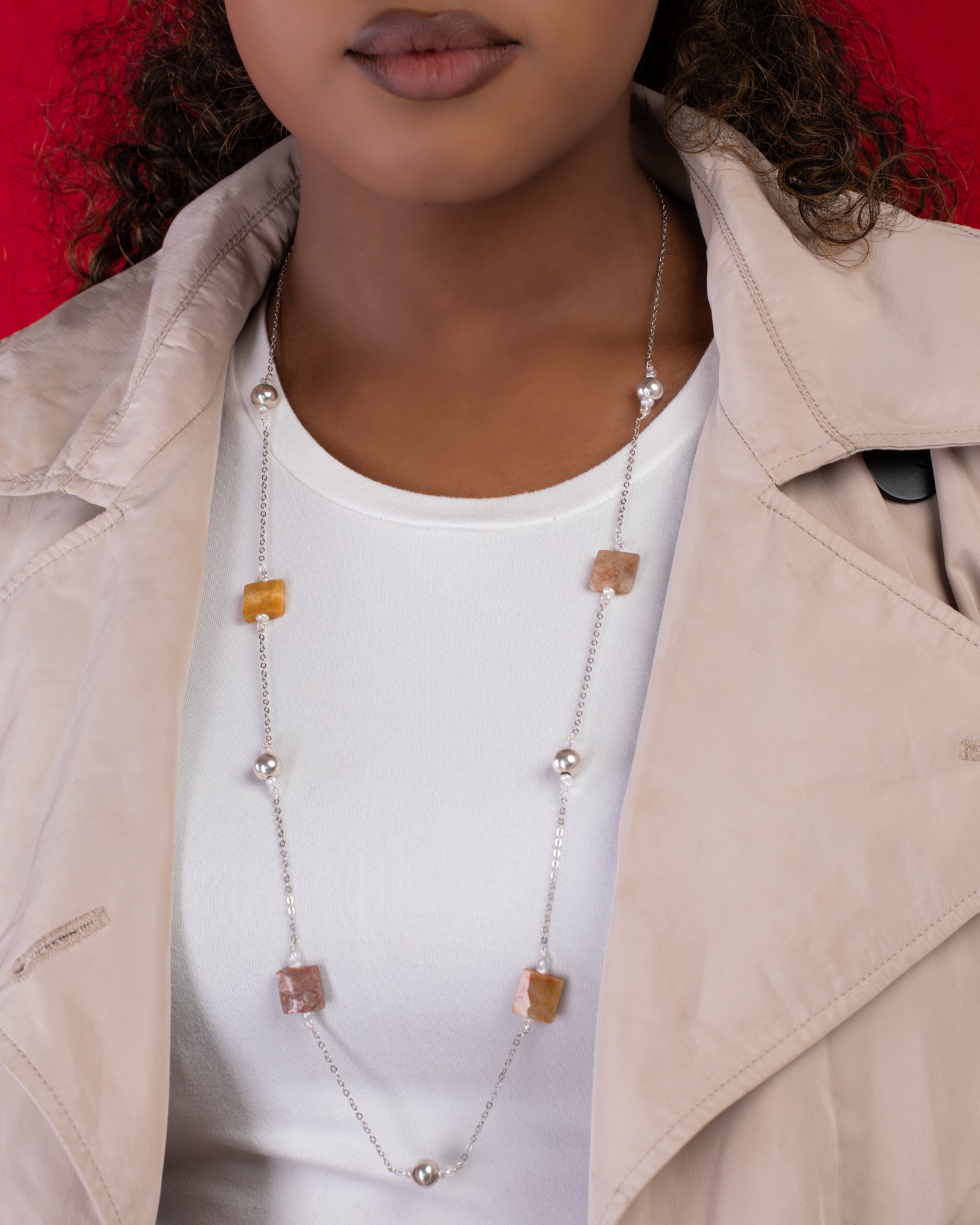 Balls and Brown Quartz Necklace