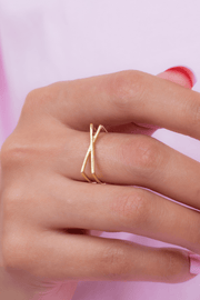 Plain X (04) Gold Plated Ring