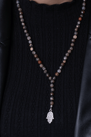 Hand Silver & Agate Smoky Earth Necklace