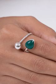 Ball & Green Oval Ring