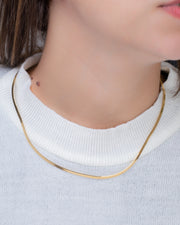 Herringbone Flat Snake Chain Gold Plated Necklace
