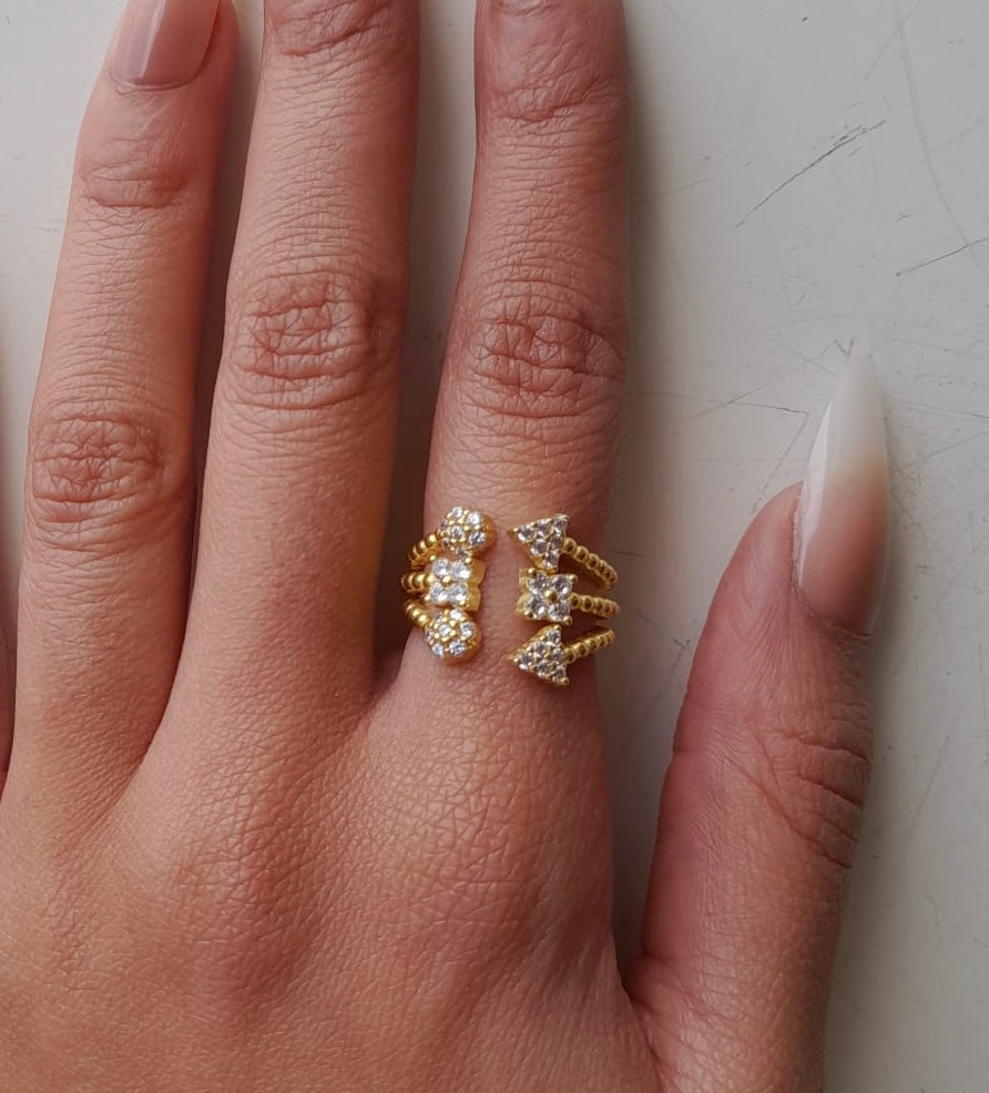 Zircon Shapes Gold Plated Ring