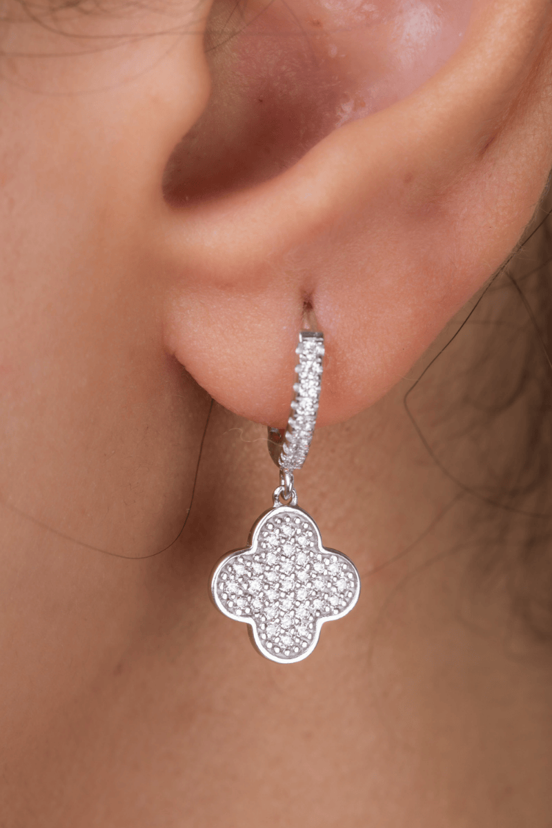 Zircon Flower Hoop (04) Earring