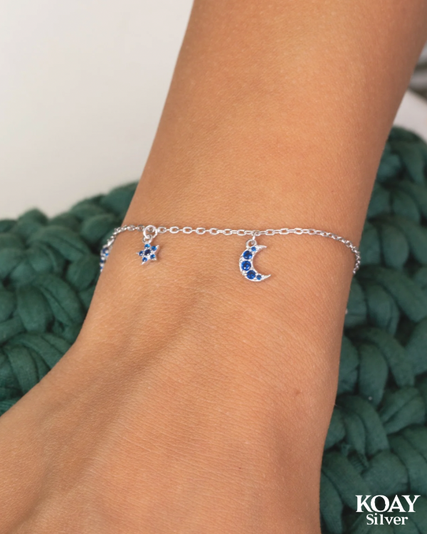 Zircon Crescent Star Blue Bracelet