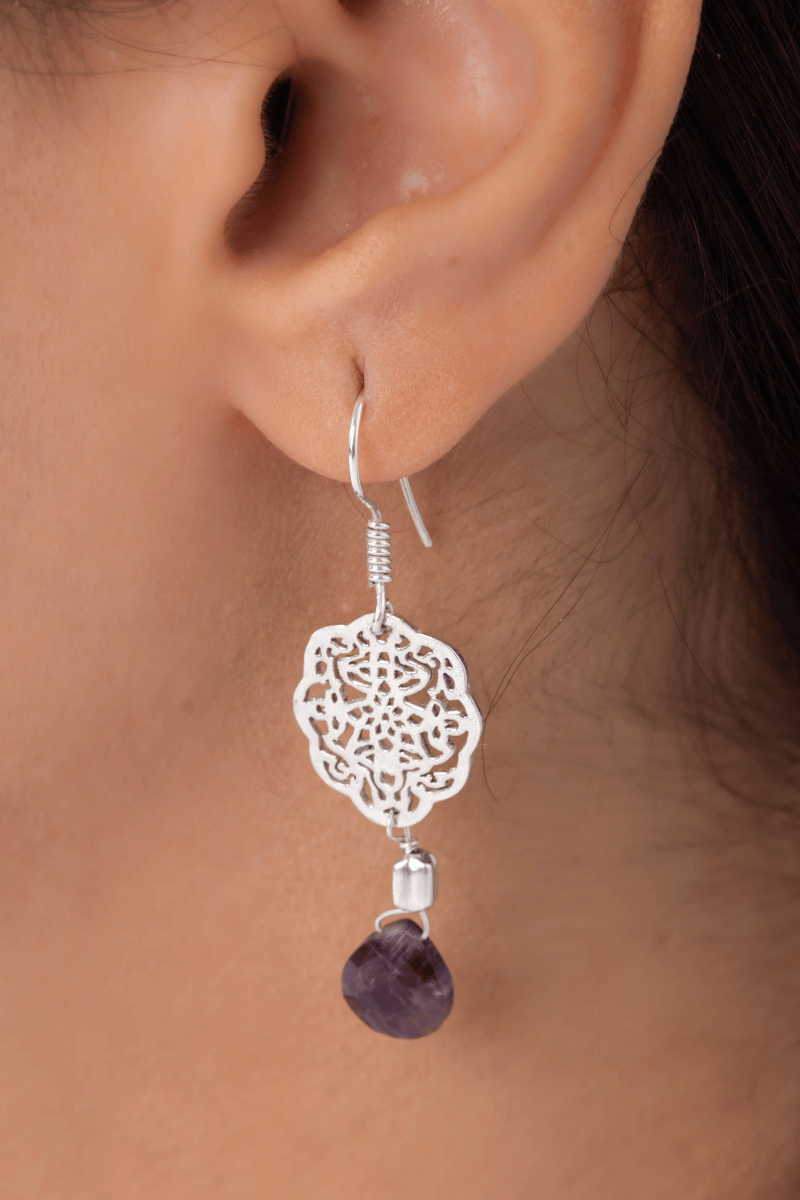 Amethyst Drop Stone Earring